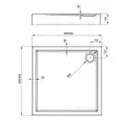 Brodzik JAŚMIN kwadratowy biały akrylowy 80 cm DEANTE KGJ_042B