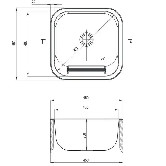 Komora gospodarcza 1-kom. B/O 450X450X200,  2&quot; + osprzęt DEANTE ZYK_010A