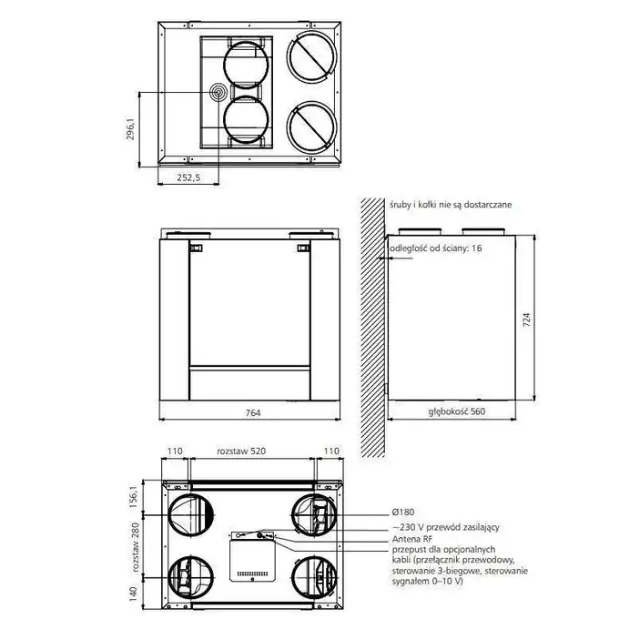 Rekuperator naścienny X425 E VASCO 11VE00054