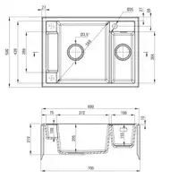 Zlewozmywak MAGNETIC szary metalik granit 1,5K 690X500X219mm + osprzęt SPACE SAVER DEANTE ZRM_S503