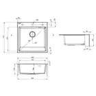 Zlewozmywak ERIDAN farmerski szary metalik granit 1-komorowy 600x610x214, 3,5&quot; + osprzęt SPACE SAVER LUX DEANTE ZQE_S10K