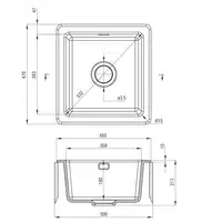 Zlewozmywak  SABOR ceramiczny szary mat 1-kom. B/O  450x478x215 + SPACE SAVER DEANTE ZCB_3103