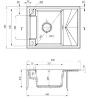 Zlewozmywak MAGNETIC grafit met. granit 1-kom. Z/KO 640X500X219, 3,5&quot; + osprzęt SPACE SAVER DEANTE ZRM_G11A