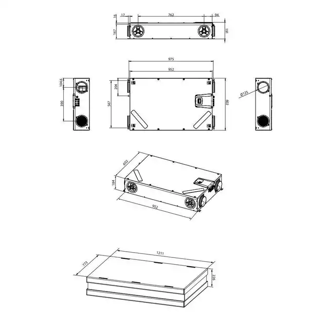 Rekuperator sufitowy/naścienny D150 COMPACT VASCO 11VE00048