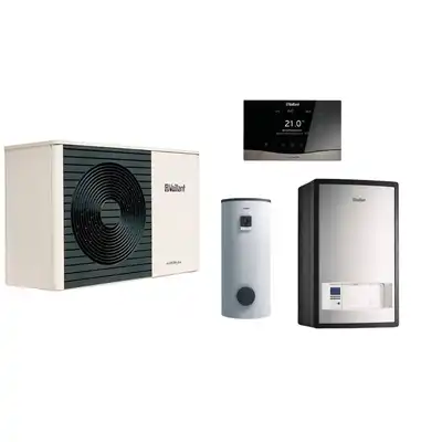 Pakiet z pompą ciepła aroTHERM plus monoblok VWL 55/6A + Moduł naścienny MEH 97/6 + Zasobnik VIH RW 300 + Regulator pogodowy VRC 720 VAILLANT 0010044190