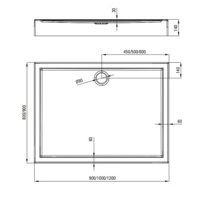 Brodzik JAŚMIN prostokątny biały akrylowy 100x80 cm DEANTE KGJ_046B