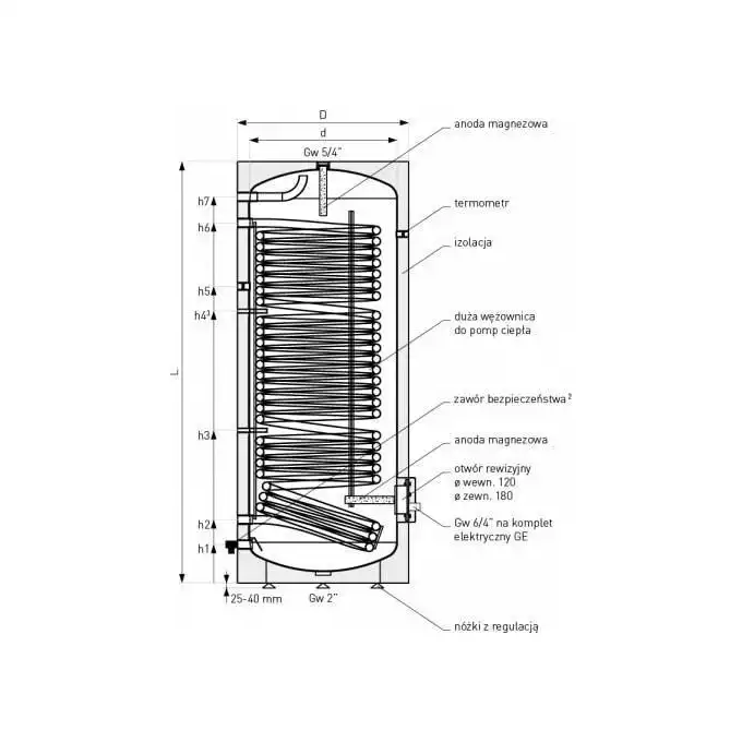 Pompa ciepła PRIMA 8GT + Wymiennik c.w.u. TOWER GRAND 200 + Bufor 40l + Zawór GALMET SG-000045