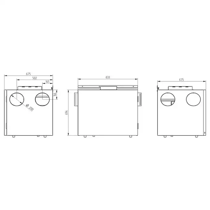 Rekuperator WANAS RE-615 H HI 615H HI-TECH poziomy układ króćców szklany sterownik