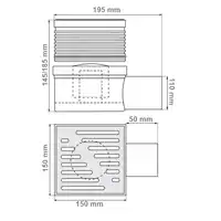 Kratka kanalizacyjna 150 mm kątowa regulowana 145/185 mm Hydroland KR.REG.110.15X15.B.NI.SZ szara