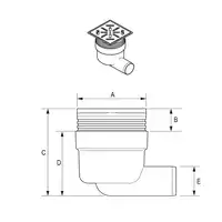 Wpust punktowy odpływ boczny standard UPONOR AQUA AMBIENT 1136456 100X100 mm FI 50