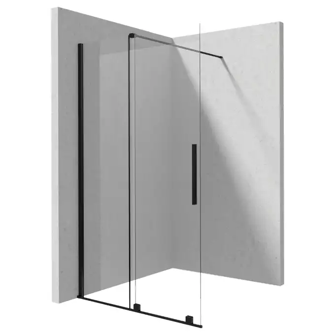 Ścianka prysznicowa walk-in Deante Prizma KTJ N32R przesuwna 120x195 cm nero