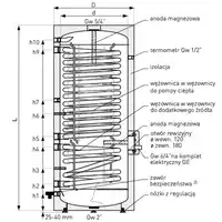 Wymiennik biwalentny c.w.u. do pomp ciepła Galmet SGW(S)B Maxi Plus 300 v2 26-309570N z 2 wężownicami spiralnymi 0.9/2.2 m2, emaliowany, stojący, poliuretan, PVC silver