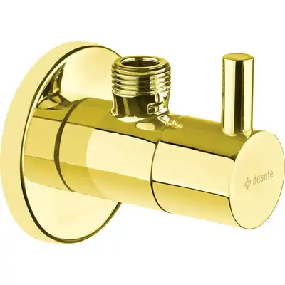 Zawór kątowy Deante VFA Z62R z głowicą ceramiczną z filtrem 1/2&quot;-3/8&quot; okrągły gold