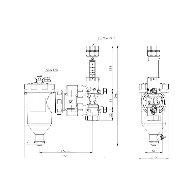 Zespół armatury serwisowej Afriso AHS 560 7756000 do pomp ciepła separator zanieczyszczeń ADS 160