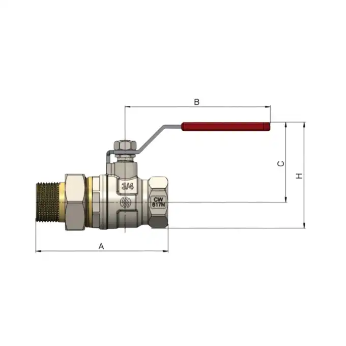 Zawór kulowy wodny prosty Arco Sena VA30 754205 GW 1&quot; - GZ 1 1/4&quot; półśrubunek dźwignia inox