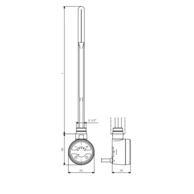 Grzałka elektryczna Terma WEMOA03T916U Moa 300 W kabel spiralny z wtyczką 2,5 m biała