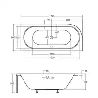 AVITA Wanna asymetryczna prawa 180 x 80 BESCO #WAV-180-NP