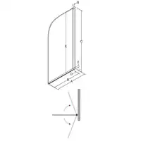 AMBITION 2 Parawan nawannowy 2-skrzydłowy przejrzyste szkło 80.5 x 140 BESCO PA-2S