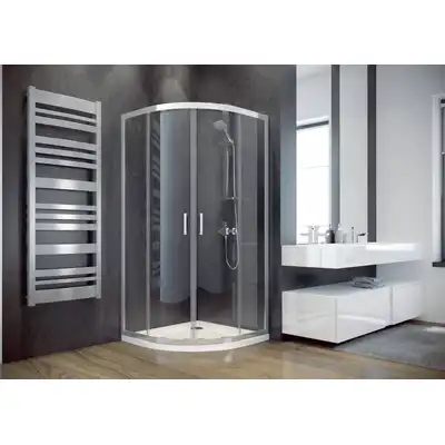 MODERN Kabina półokrągła przejrzyste szkło 90 x 90 x 185 BESCO MP-90-185-C